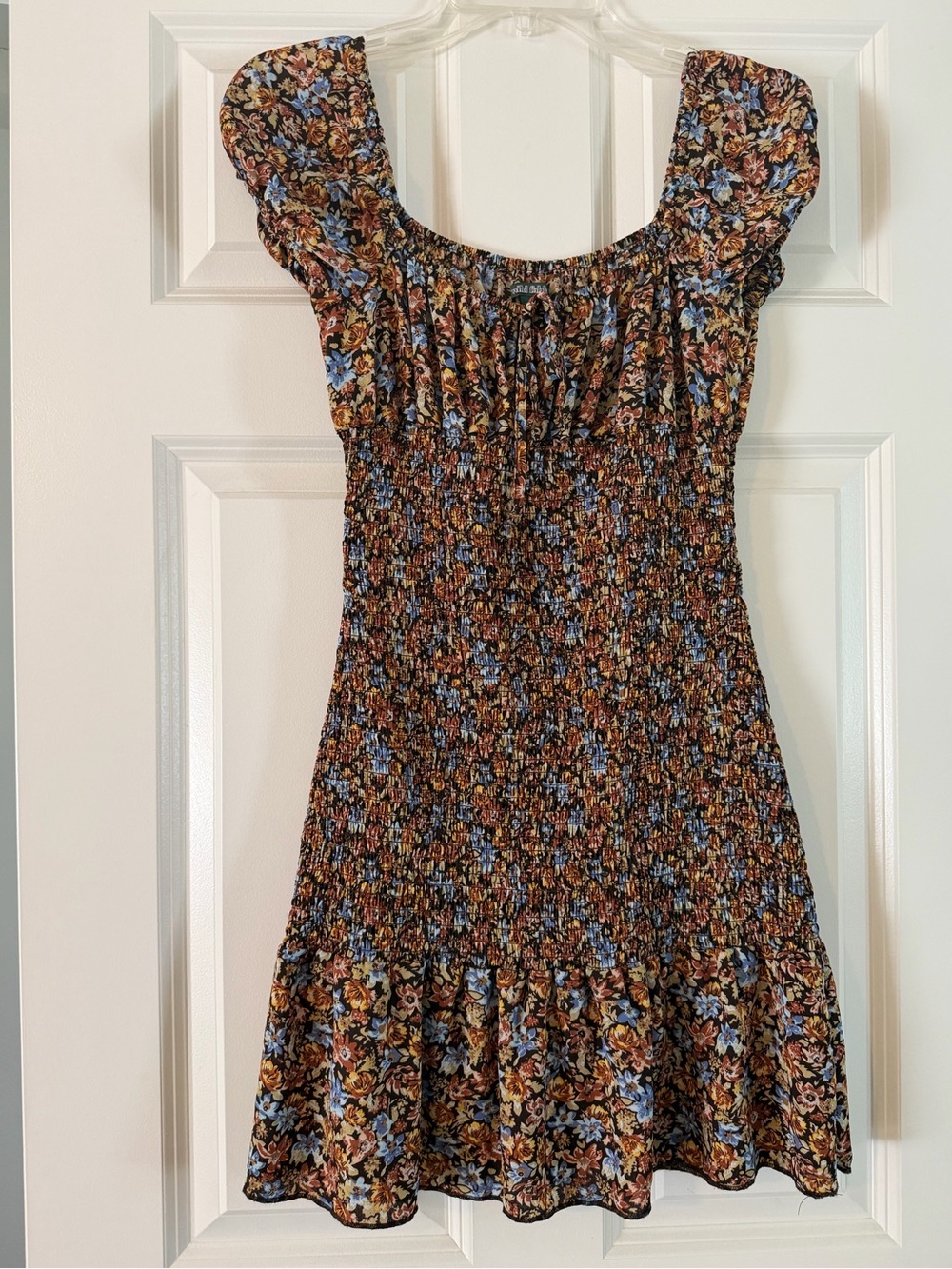 Wild fable Smocked Floral Print Mini Dress On Off Shoulder XS